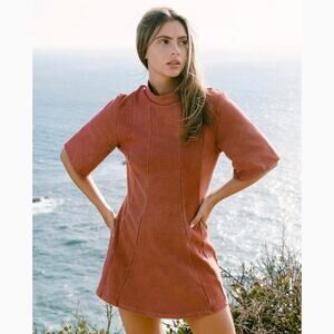 NEW GROCERIES Apparel Dress Gramercy Pink Mock Neck Kimono Sleeves Mini Small